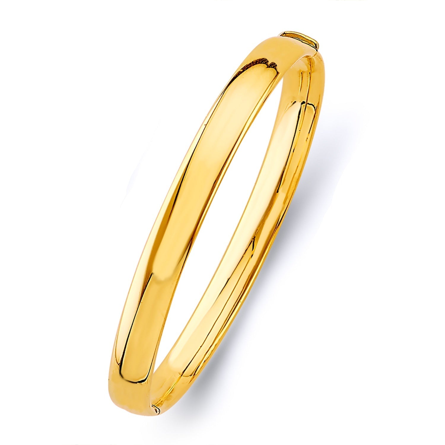 14KY 7mm Plain Hollow Oval Bangle - 8