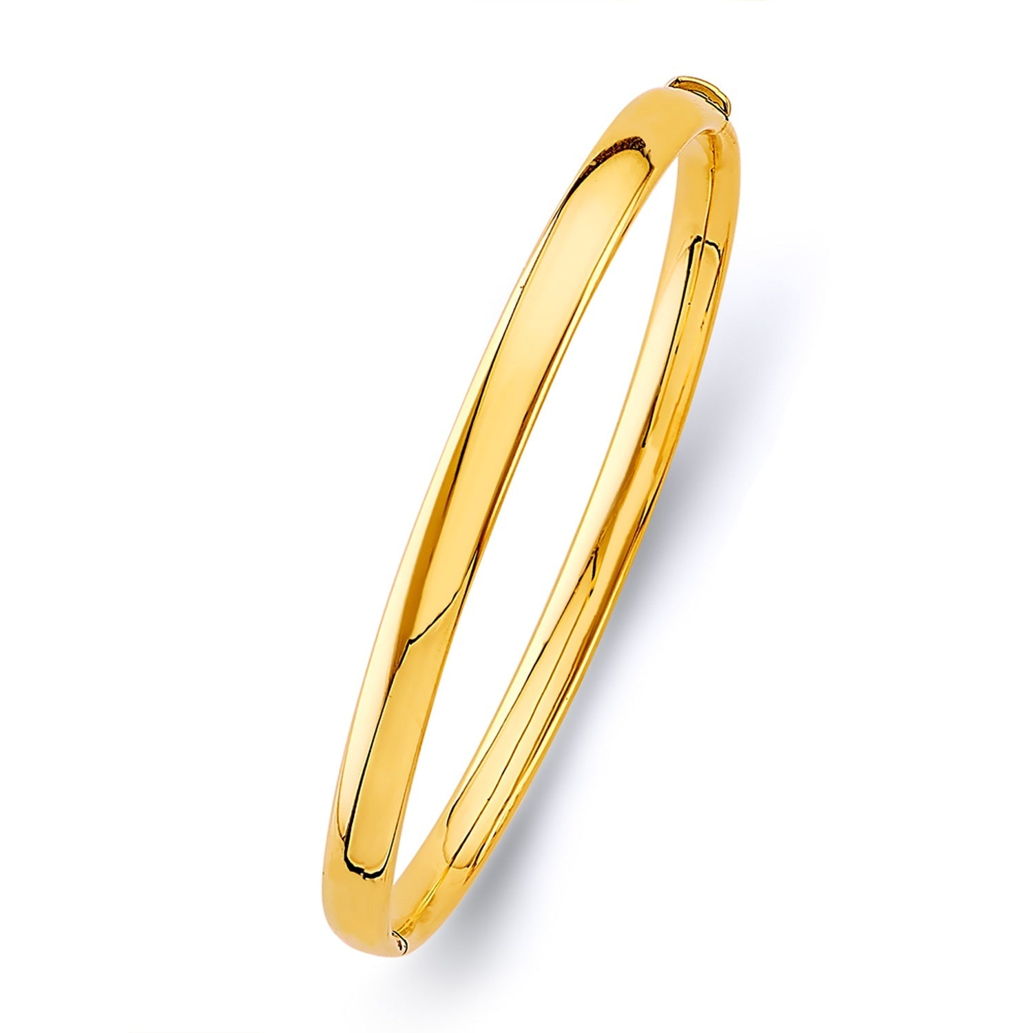14KY 5mm Plain Hollow Oval Bangle - 8