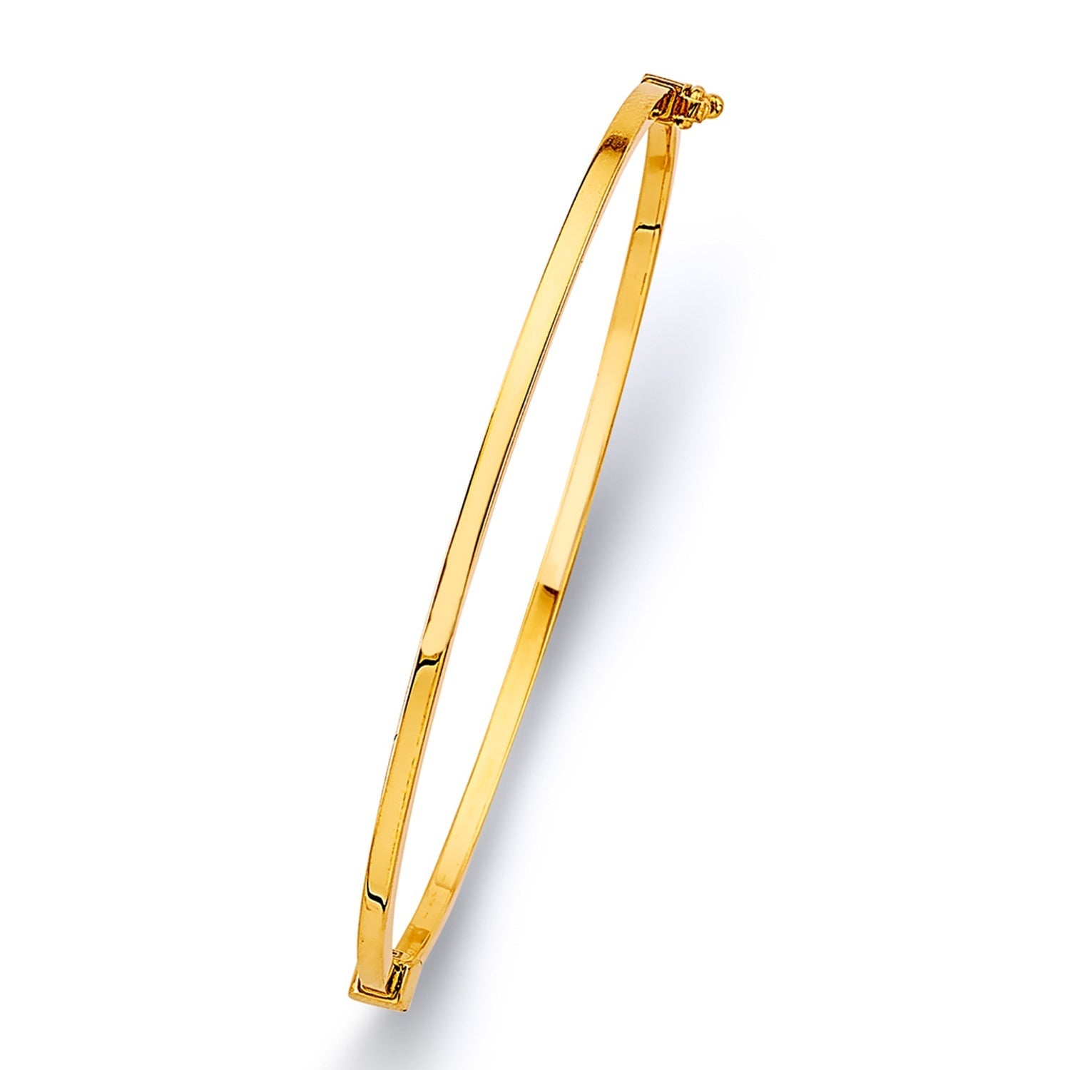 14KY 2mm SQ Plain Hol Oval Bangle - 7