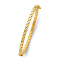 14KY Square Tube Hollow Braided Oval Bangle