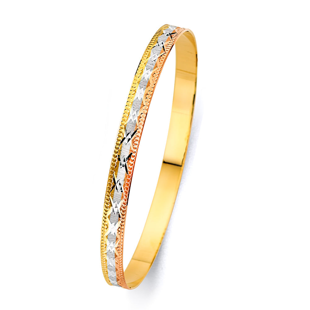 14K 3C 6mm Solid Bangle - 7