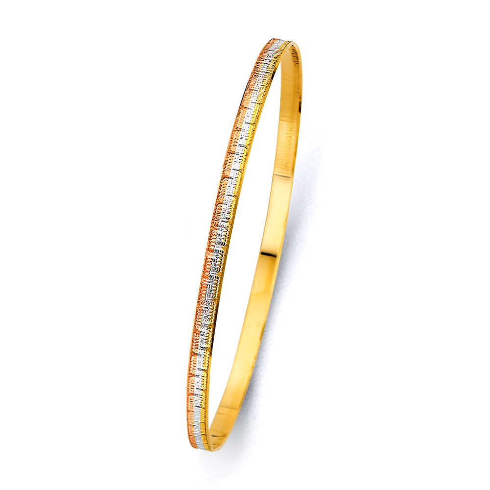 14K 3C 3.5mm Solid Bangle - 8