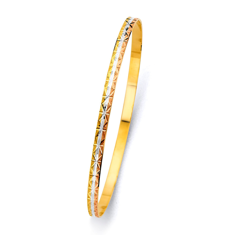 14K 3C 3.5mm Solid Bangle - 7