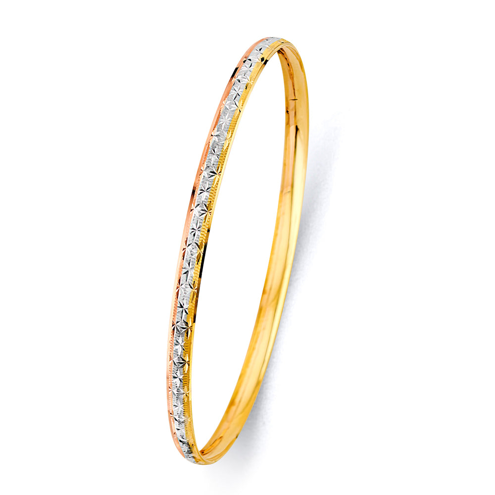 14K 3C 3.7mm Conc Half Dome Solid Bangle - 8