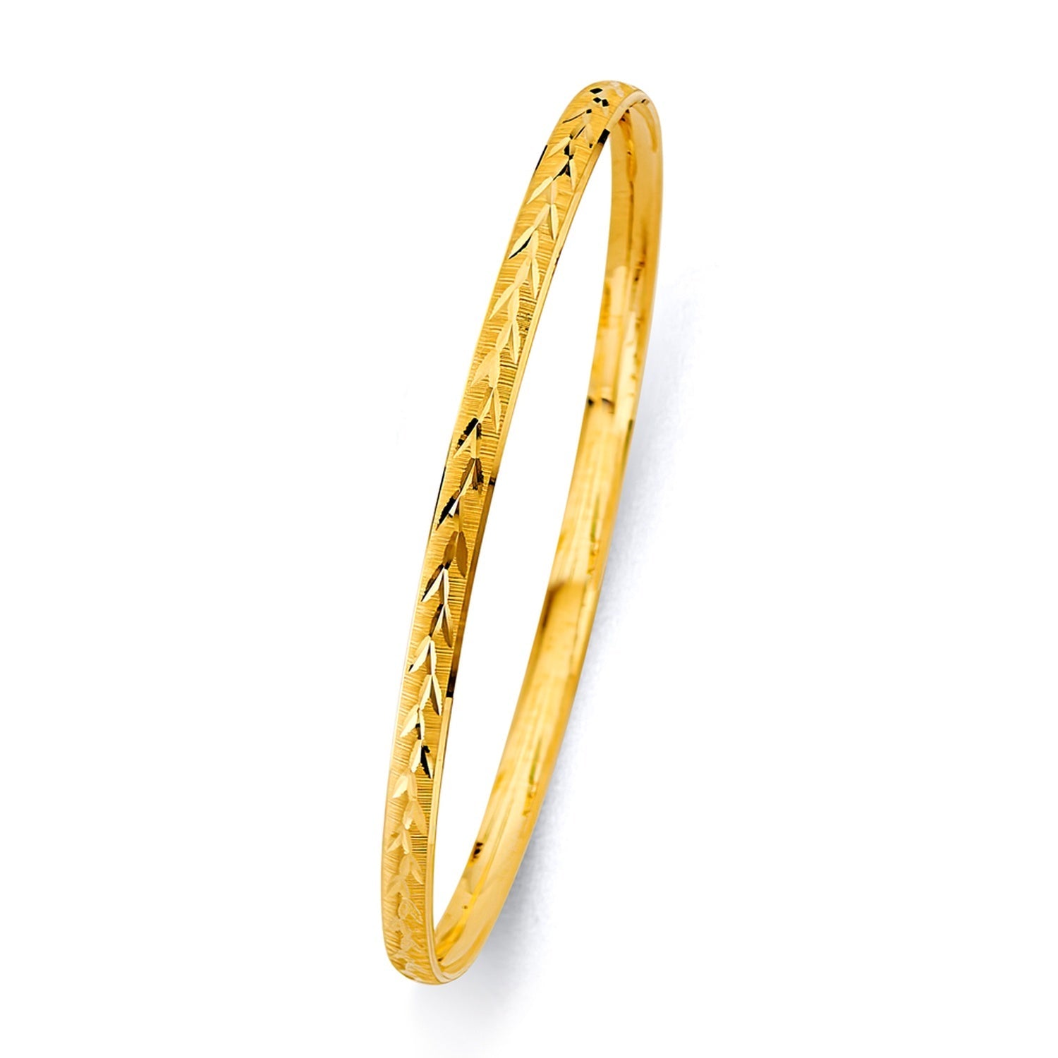 14KY 3.7mm Conc Half Dome Solid Bangle - 8