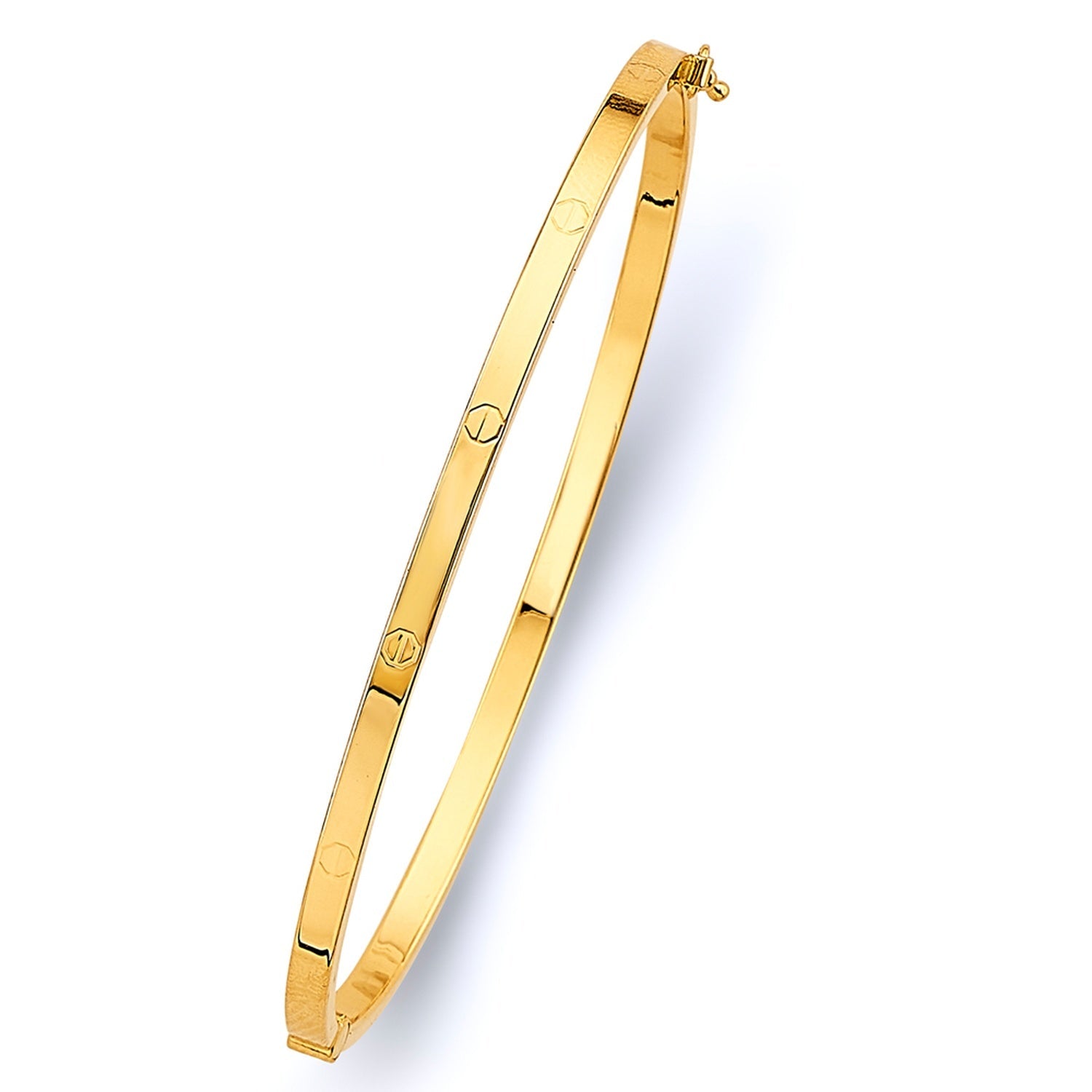 14KY 3mm SQ Hol Oval Bangle w/Screw - 8