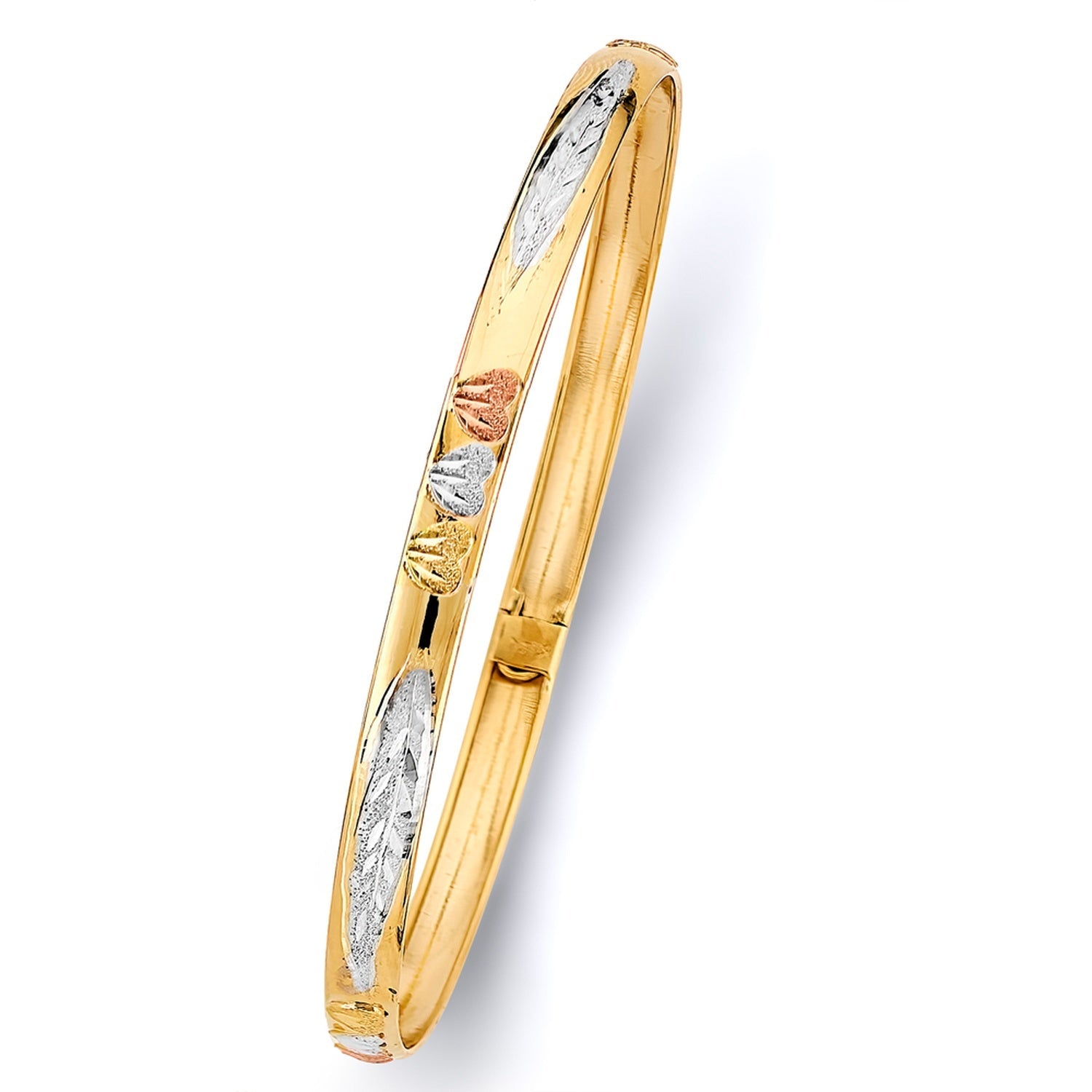14K 3C 5mm Flexible Bangle w/Heart - 8