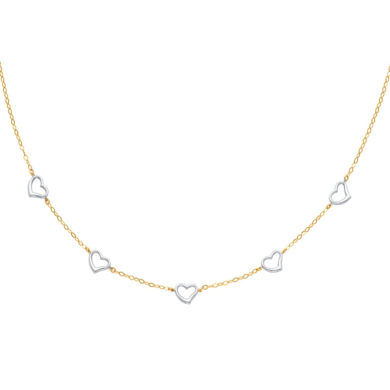 14K 2T OVAL LINK LIGHT NECK W/HEART