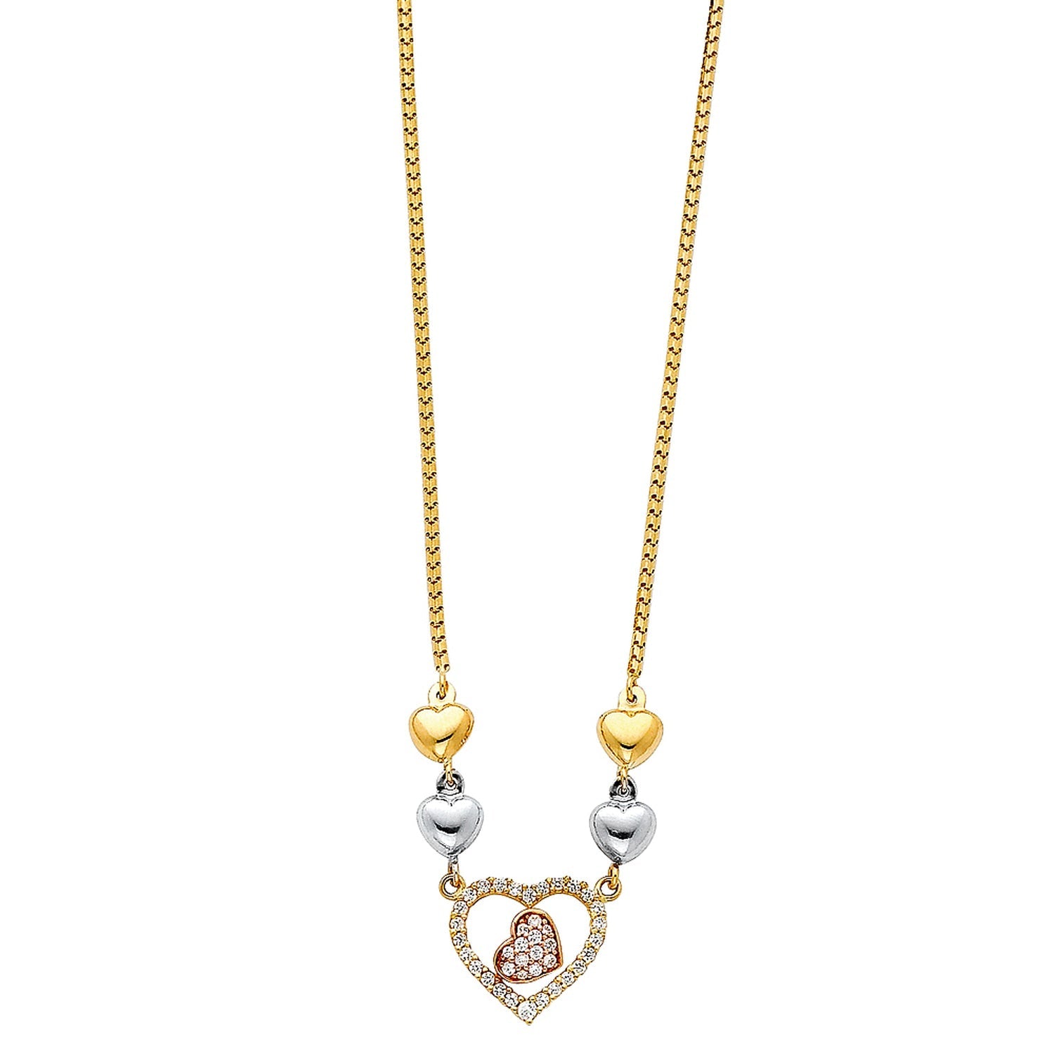 14K 3C LIGHT HANGING NECKLACE (NK78)