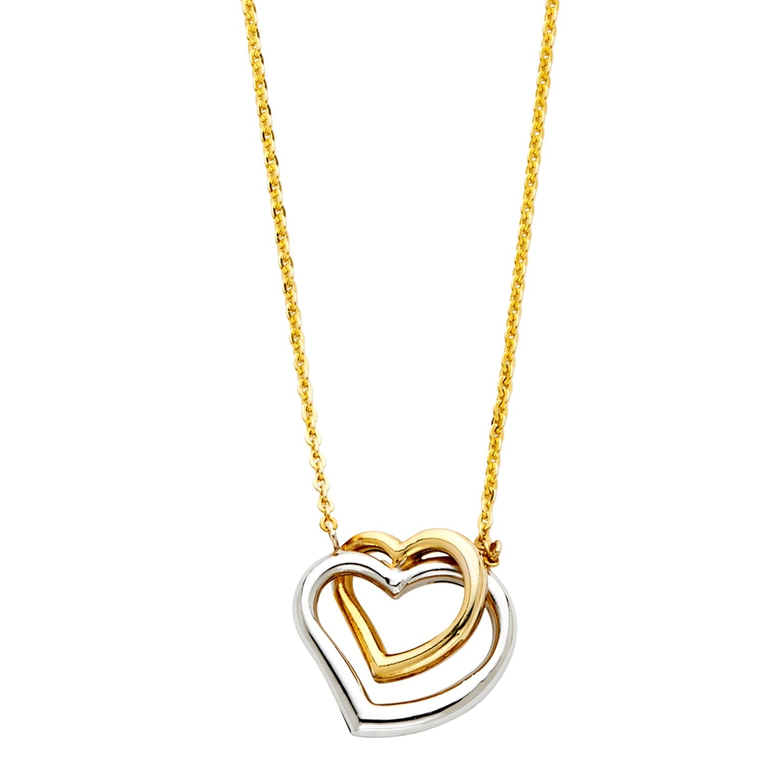 14K 2T DOUBLE HEART NECKLACE