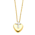 14K 2T CROSS HEART NECKLACE