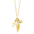 14KY CROSS+HEART+WING NECKLACE