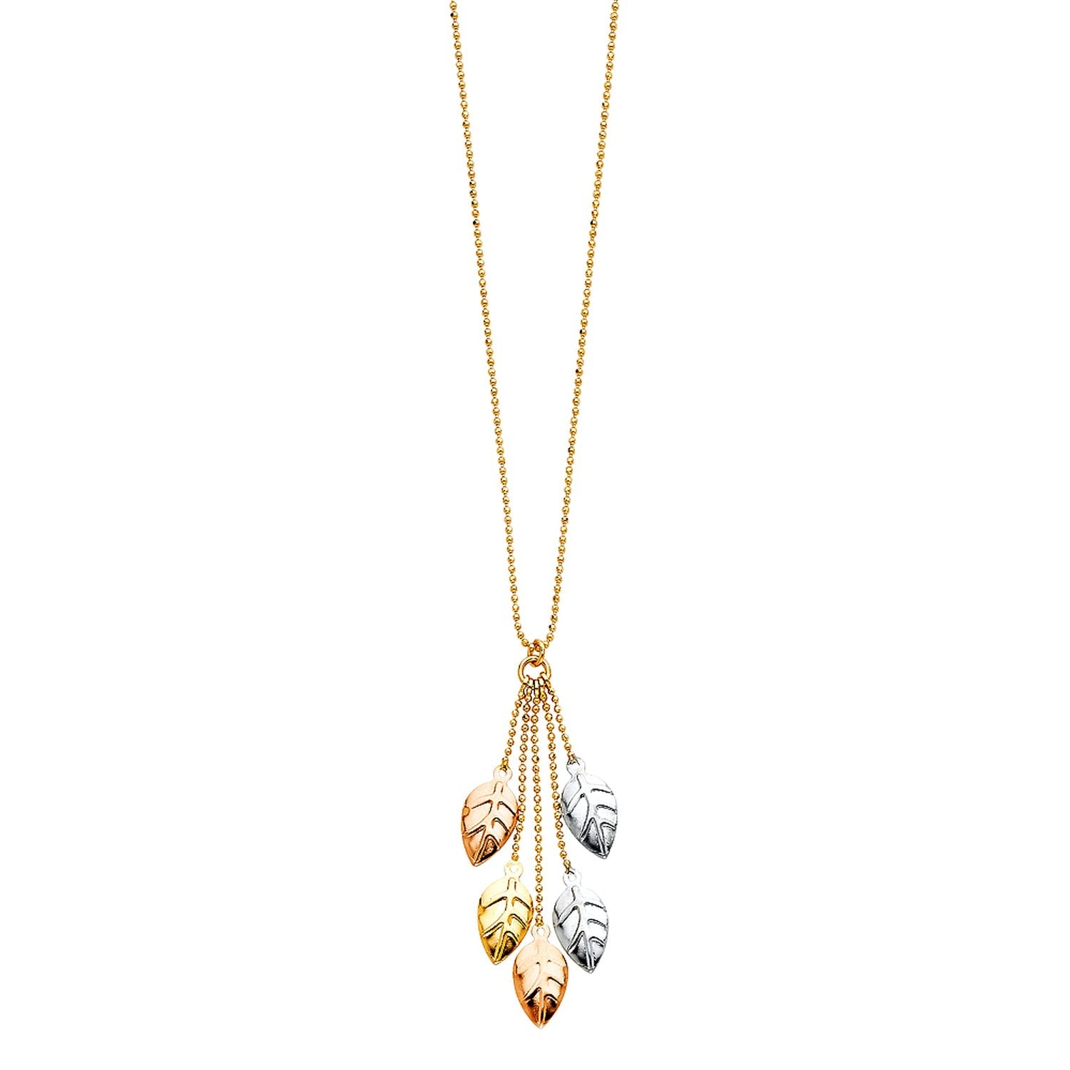 14K 3C LEAVES NECKLACE