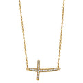 14KY CZ SIDE WAY CROSS NECKLACE