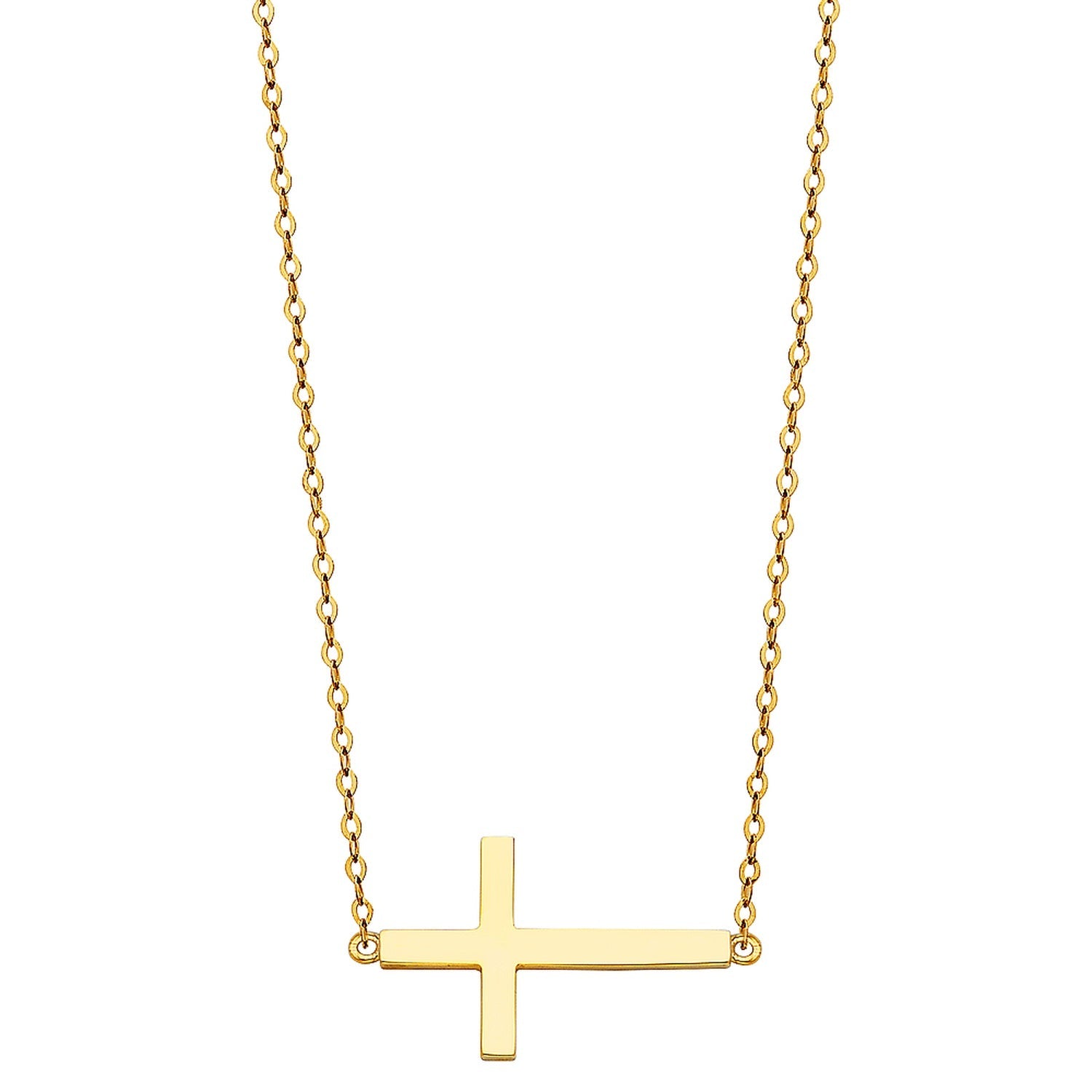 14KY SIDE WAY CROSS NECKLACE