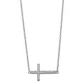 14KW CZ SIDE WAY CROSS NECKLACE
