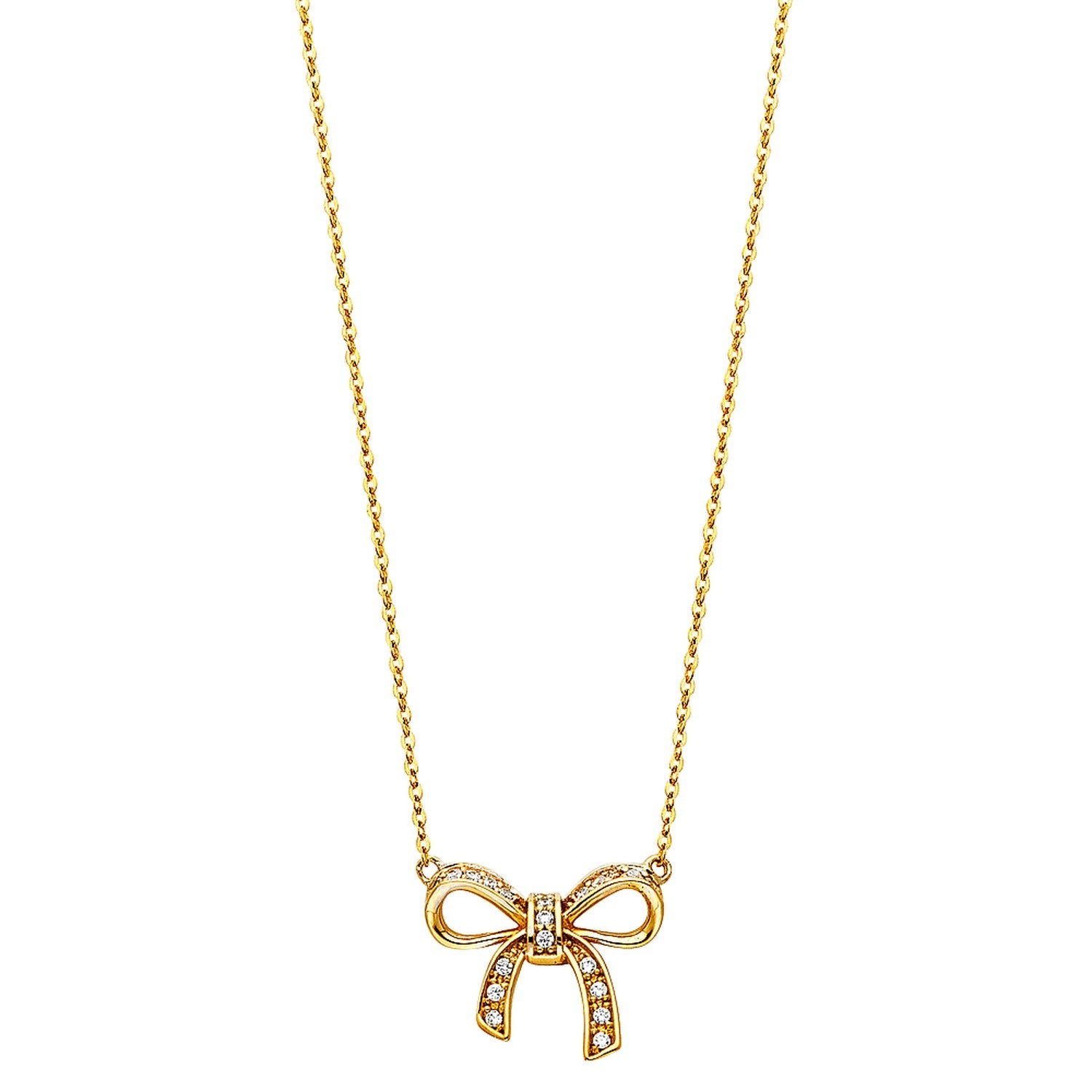 14KY CZ RIBBON NECKLACE