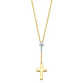 14K 2T CZ CROSS NECKLACE