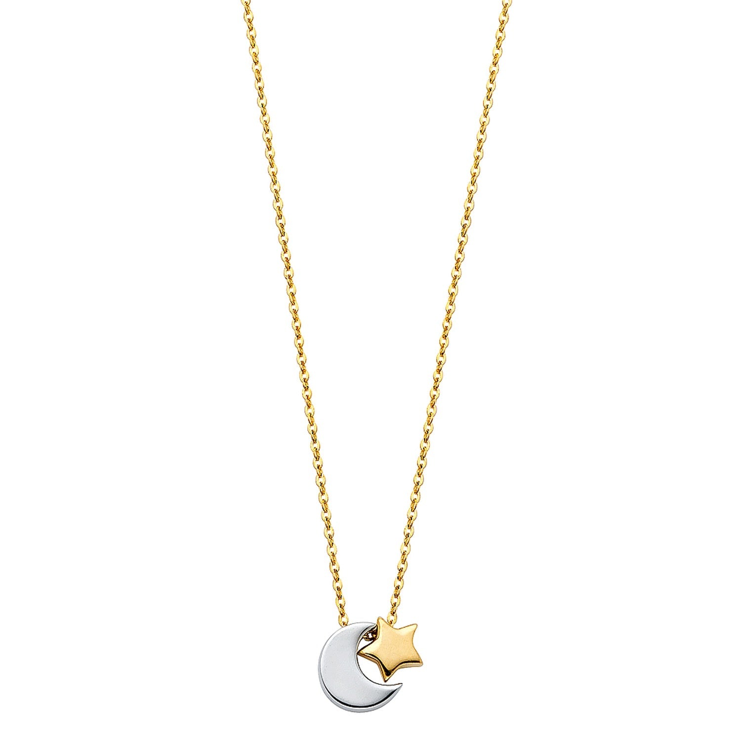 14K 2T MOON + STAR NECKLACE