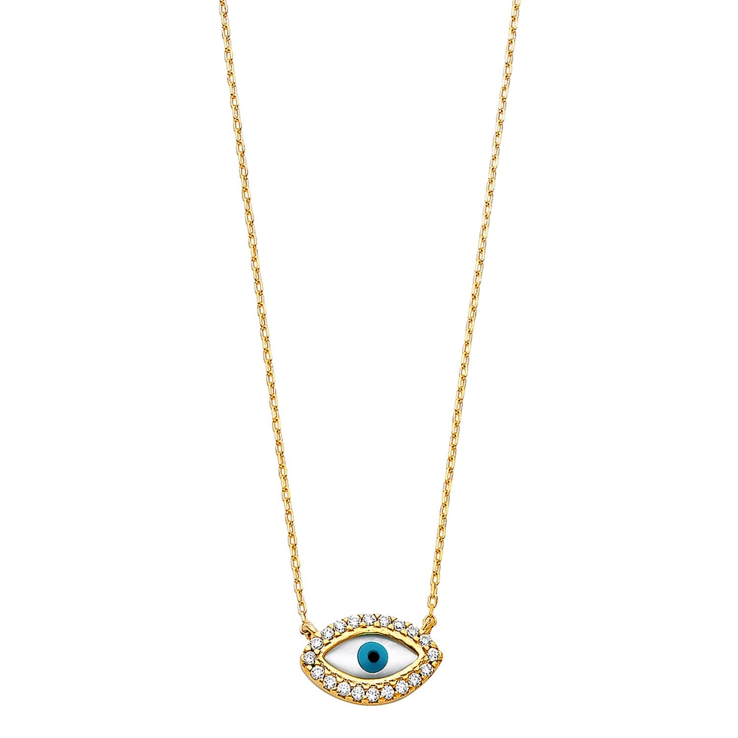 14KY CZ EVIL EYE NECKLACE