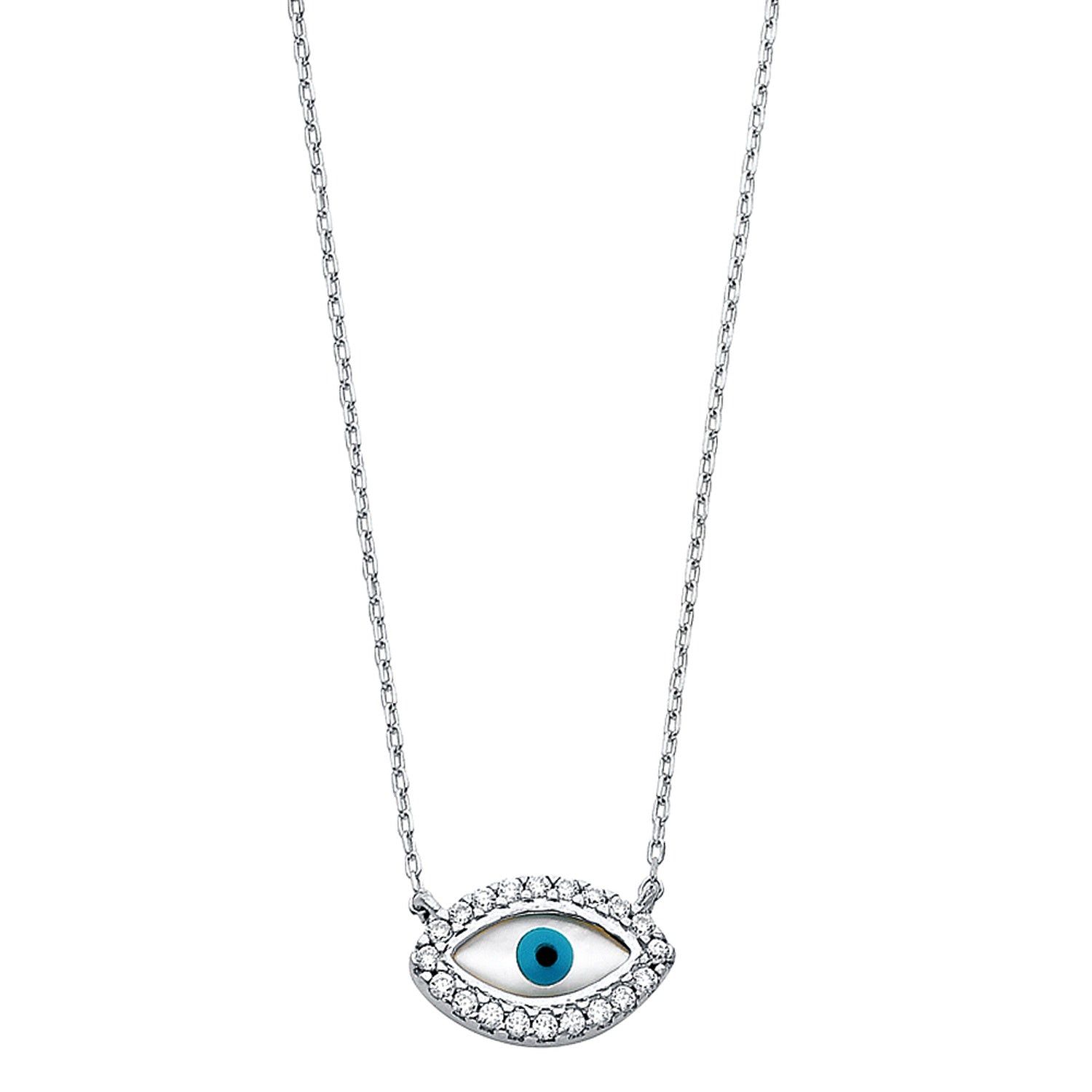 14KW CZ EVIL EYE NECKLACE