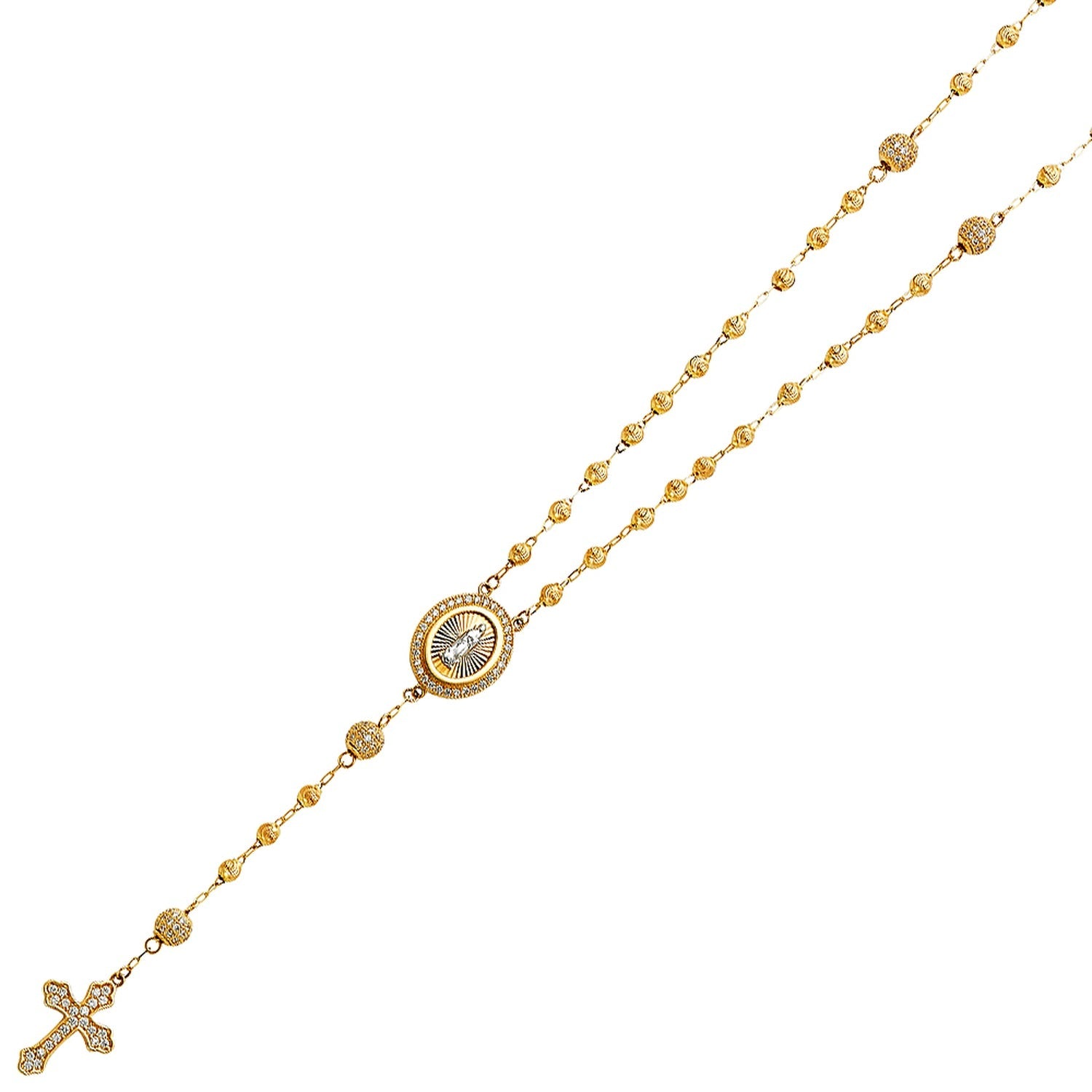 14KY CZ 3MM MOON BALL ROSA-NECK