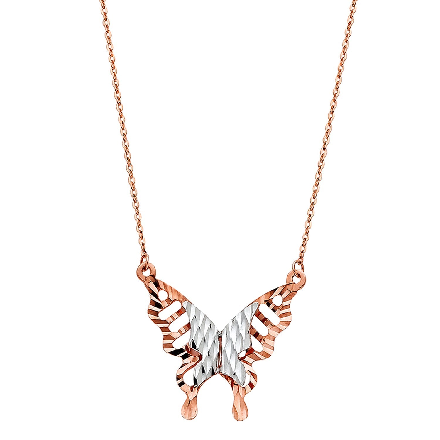 14K 2T PINK BUTTER FLY NECKLACE