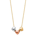 14K 3C 3 HEARTS NECKLACE