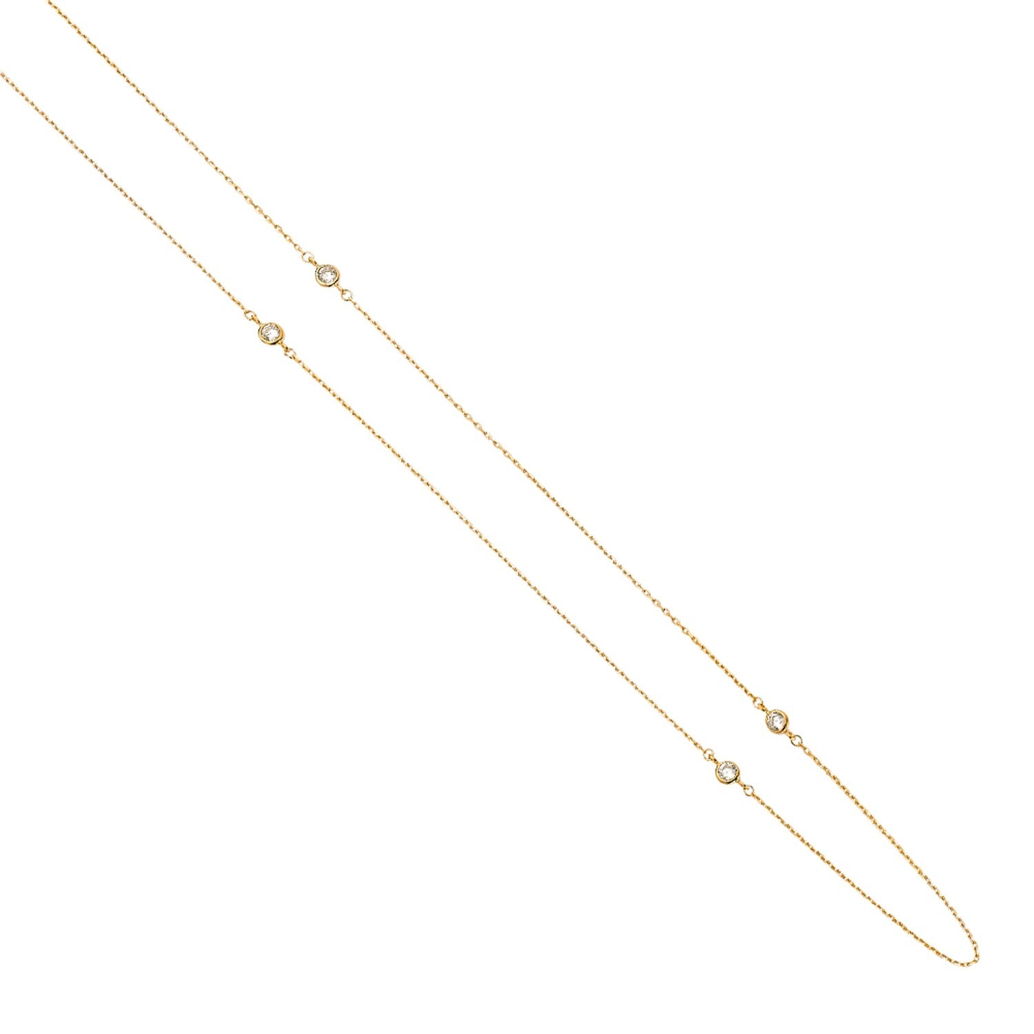 14KY CZ Bazel by the Yard Necklace - 17+1