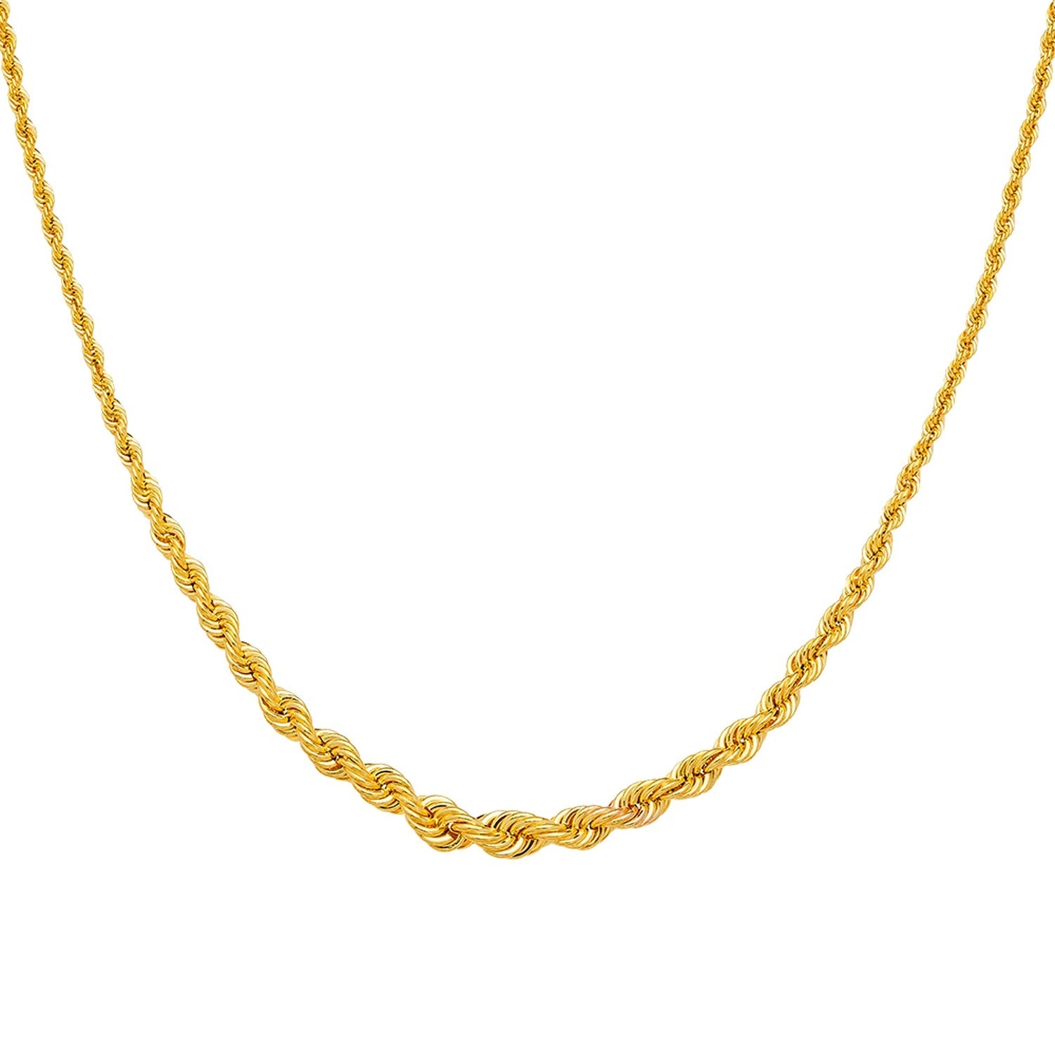 14KY Gradated Hollow Rope Chain Necklace