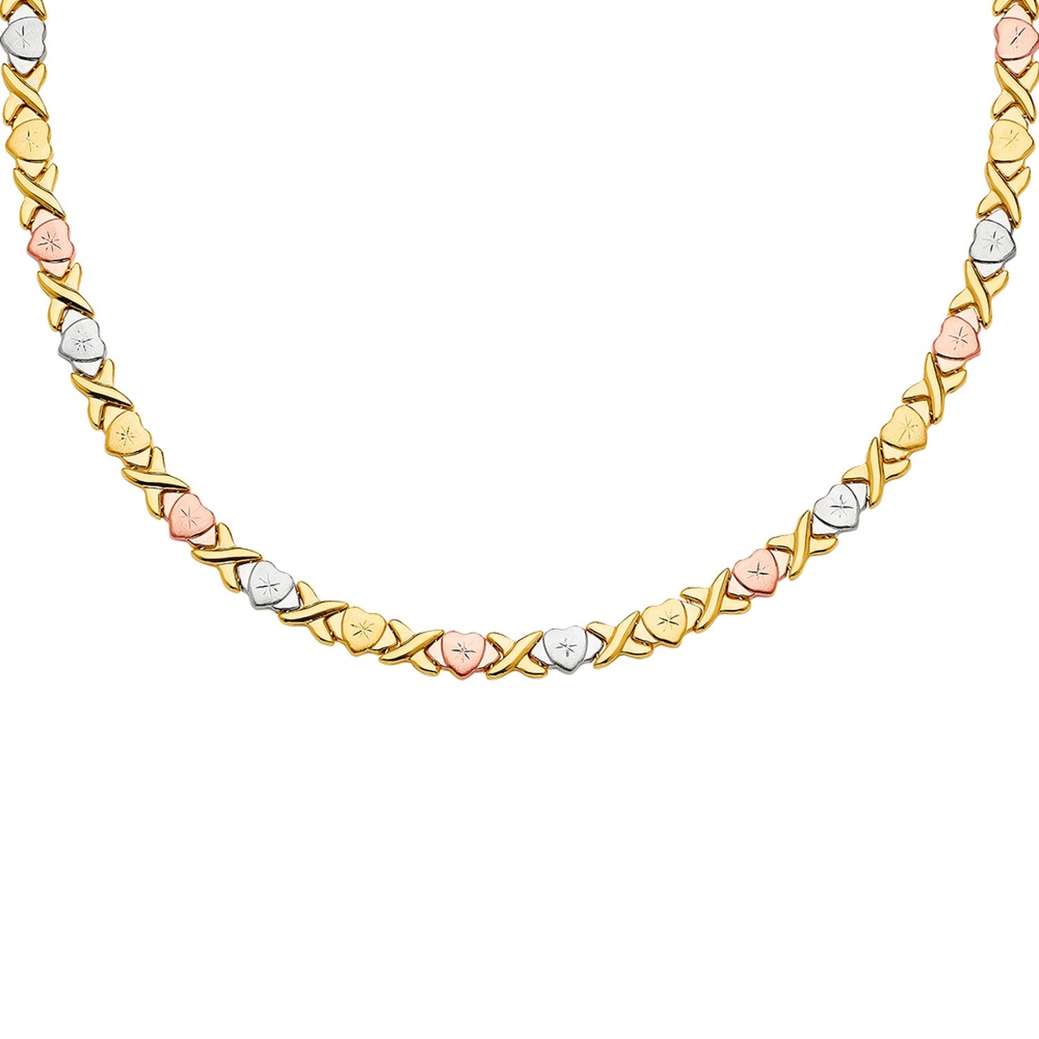 14K 3Color Stampato Necklace