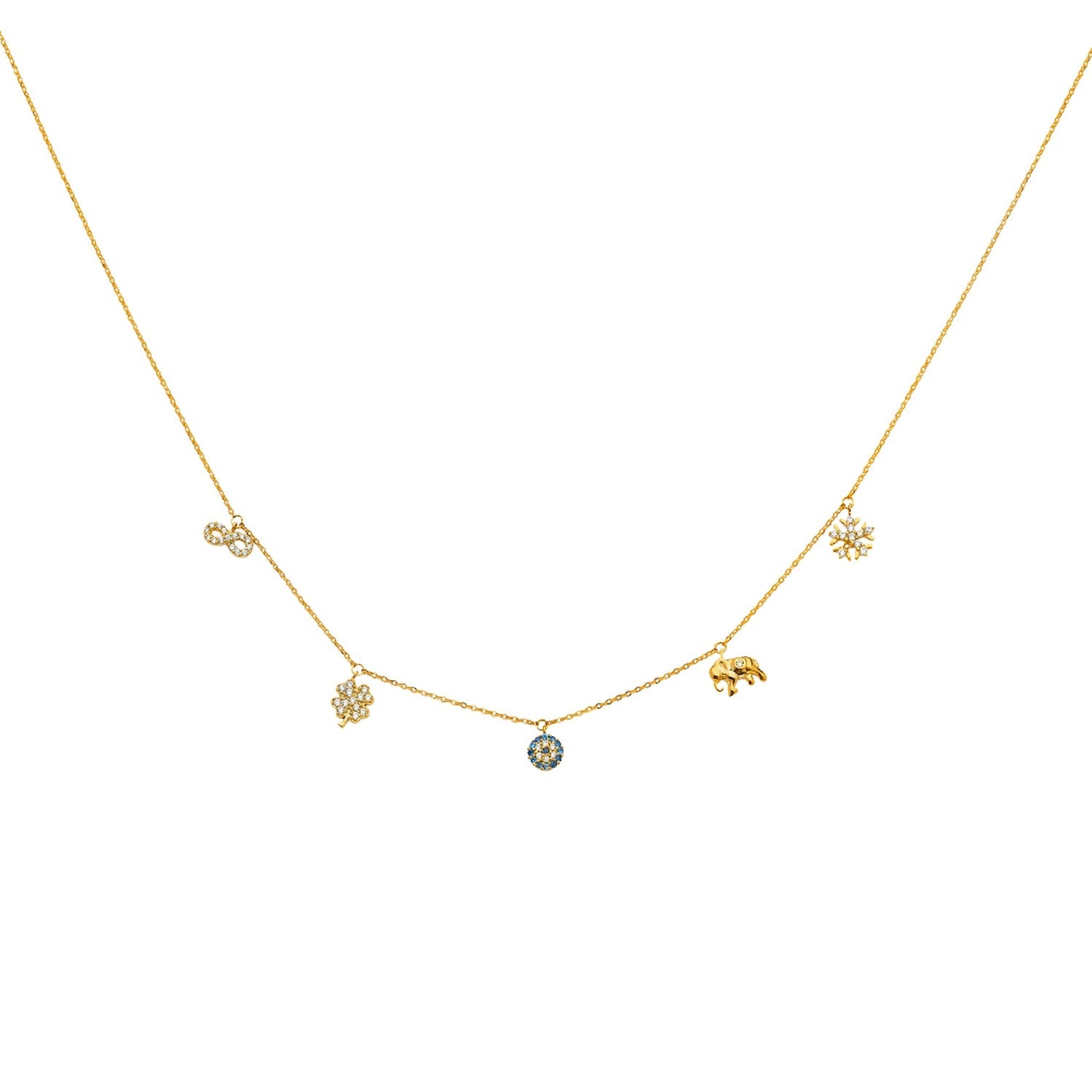 14KY CZ Dangling Light Chain Necklace