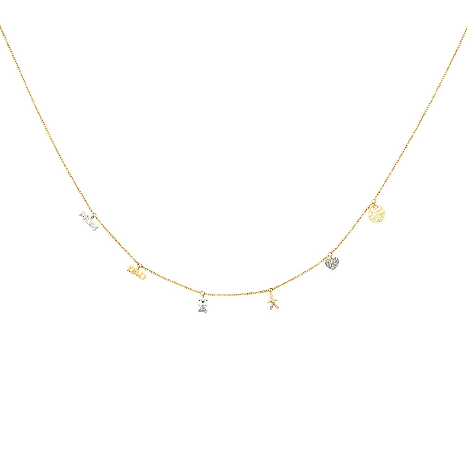 14K 2T Dangling Light Chain Necklace