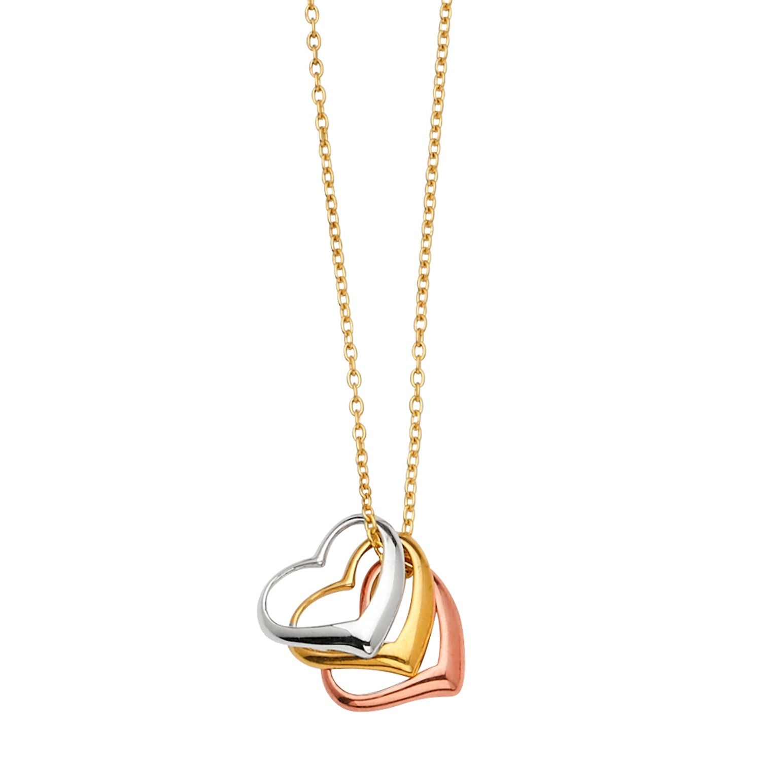 14K 3C 3 Heart Light Chain Necklace