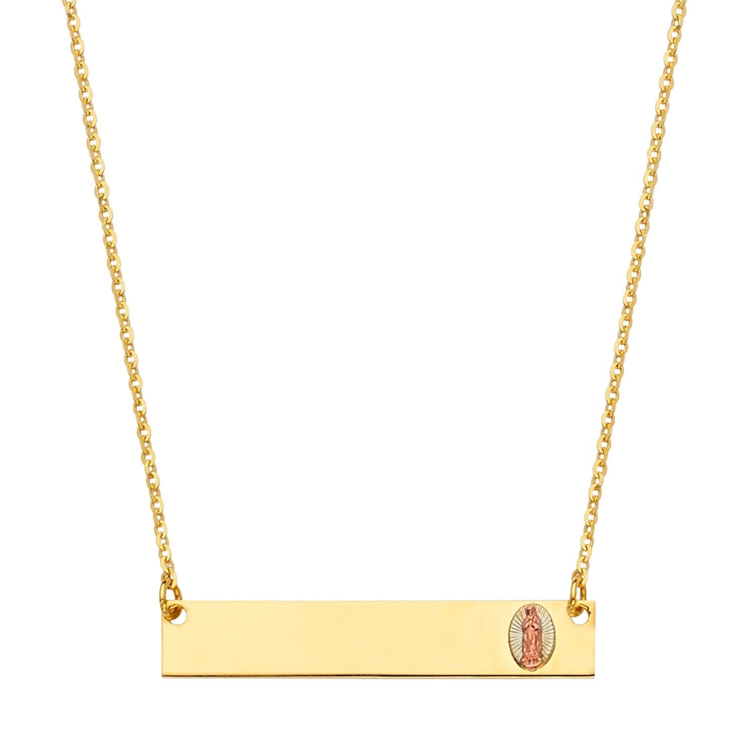 14K ID w/ Guadalupe Chain Necklace