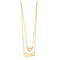 14KY 2Lines Chain Necklace w/Heart+Love