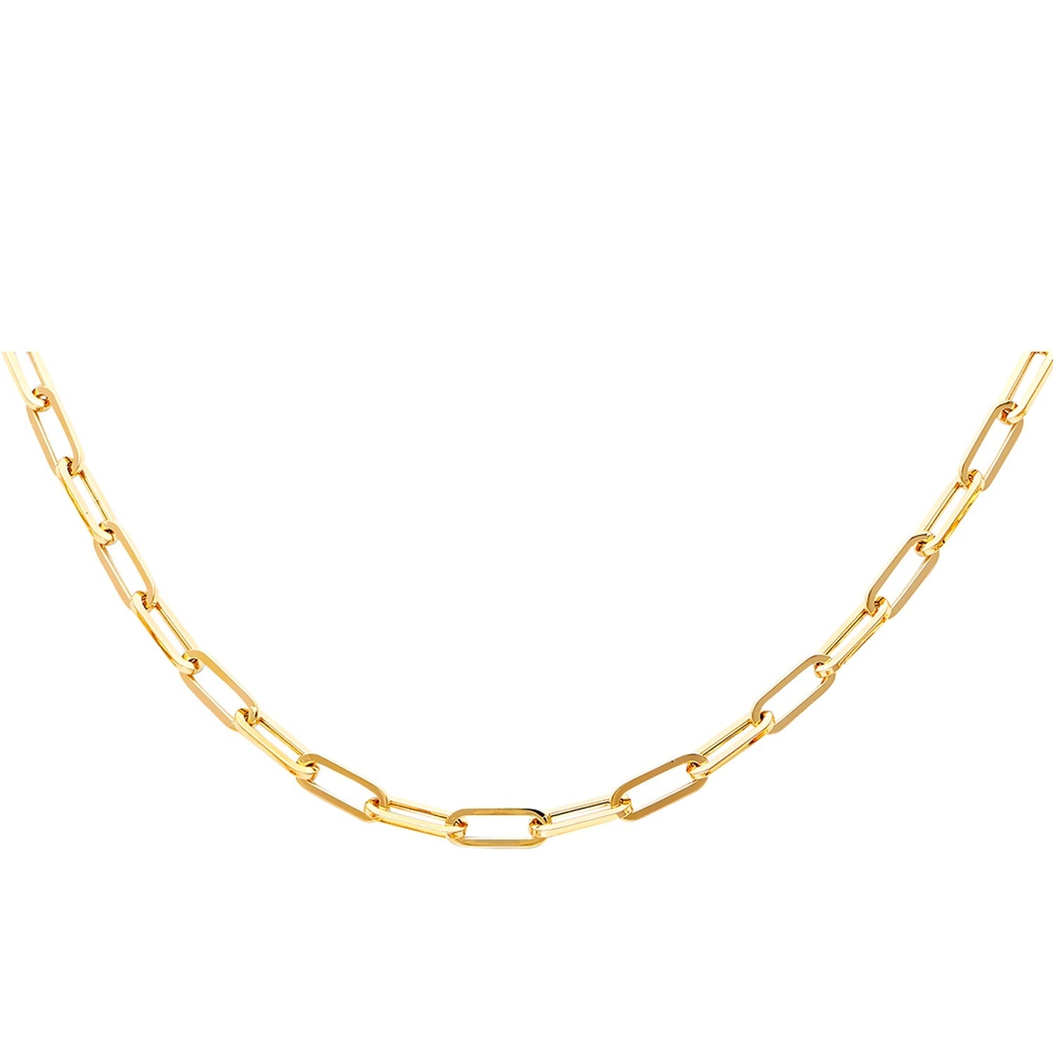 14KY 4.0mm Hollow Paperclip Necklace 18