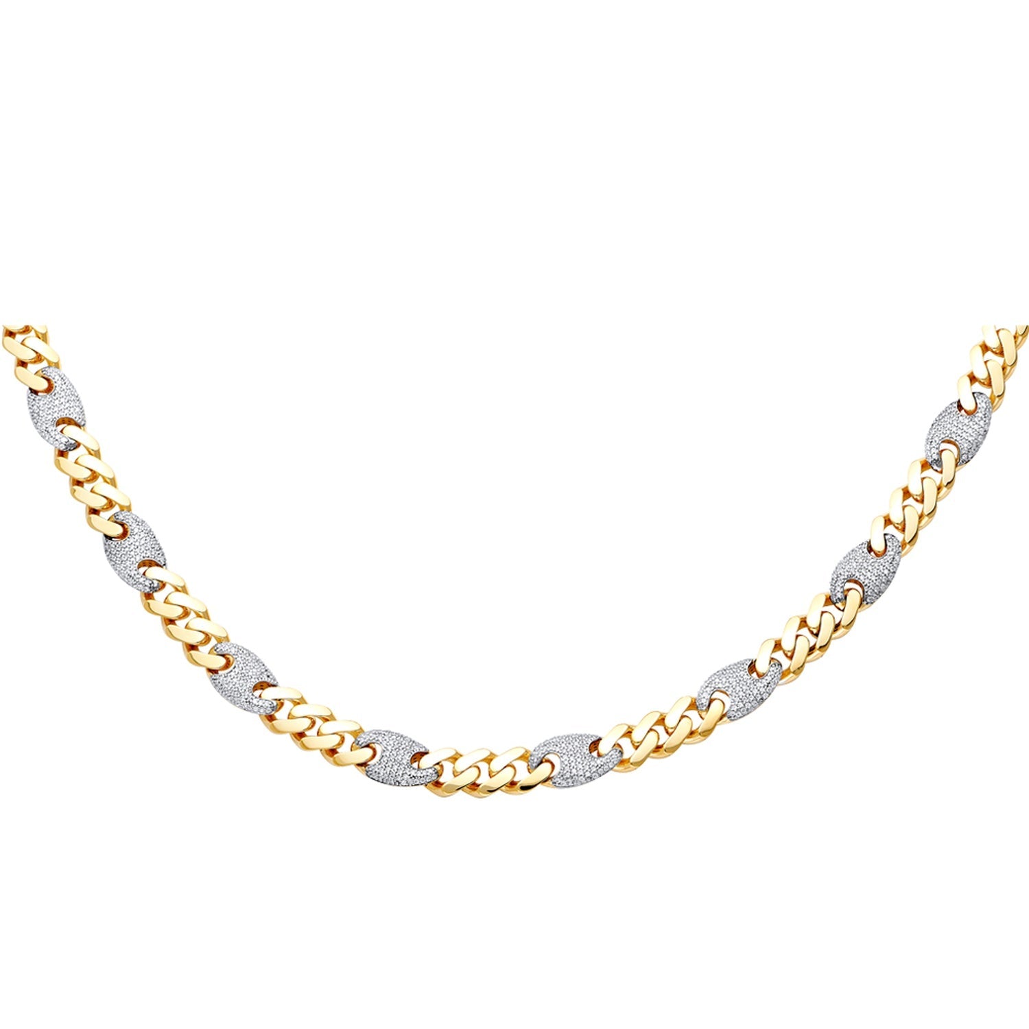 14KY 9.5mm Hol F-Monaco CZ Neck w/CZ Lock