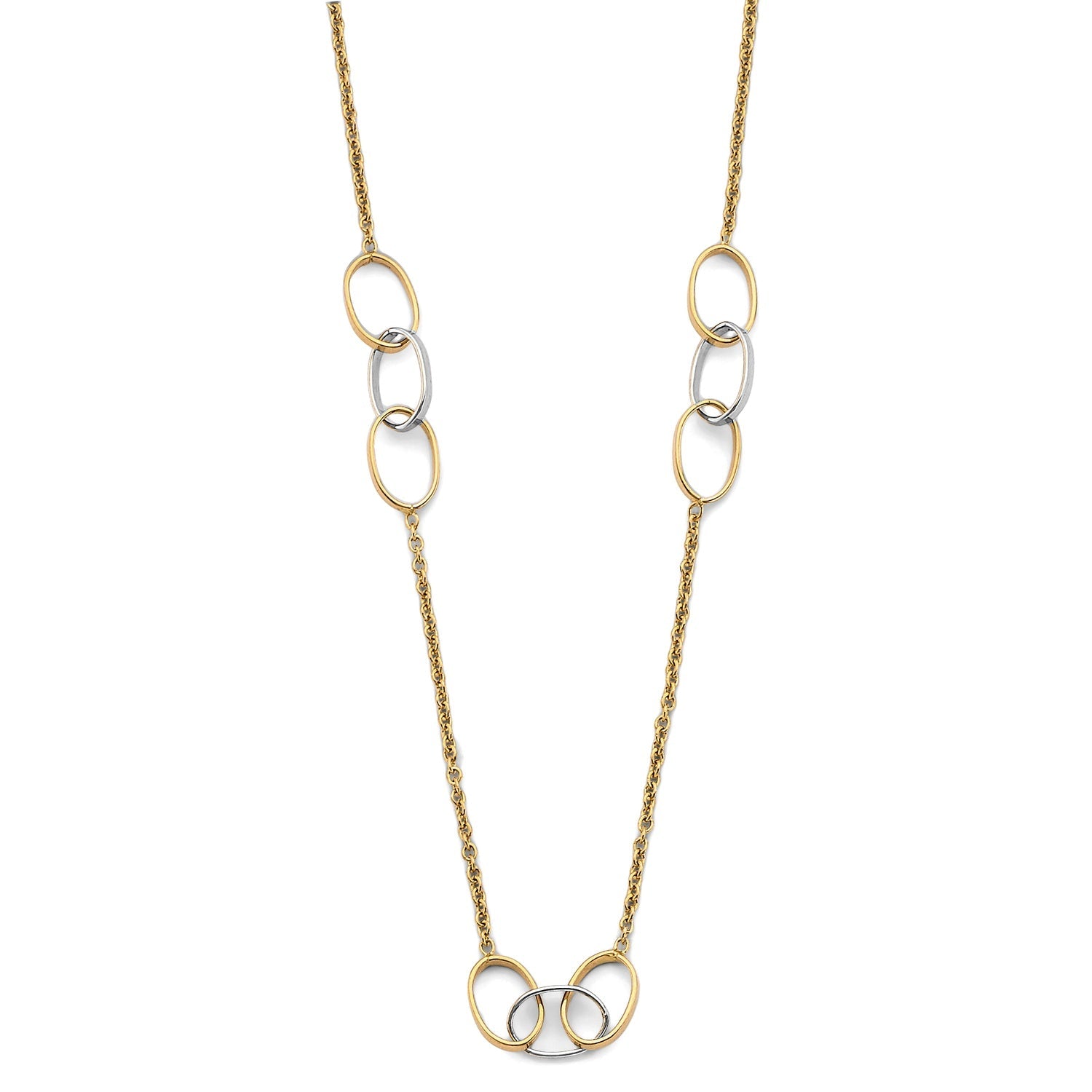 14K 2T Triple Together Oval Necklace