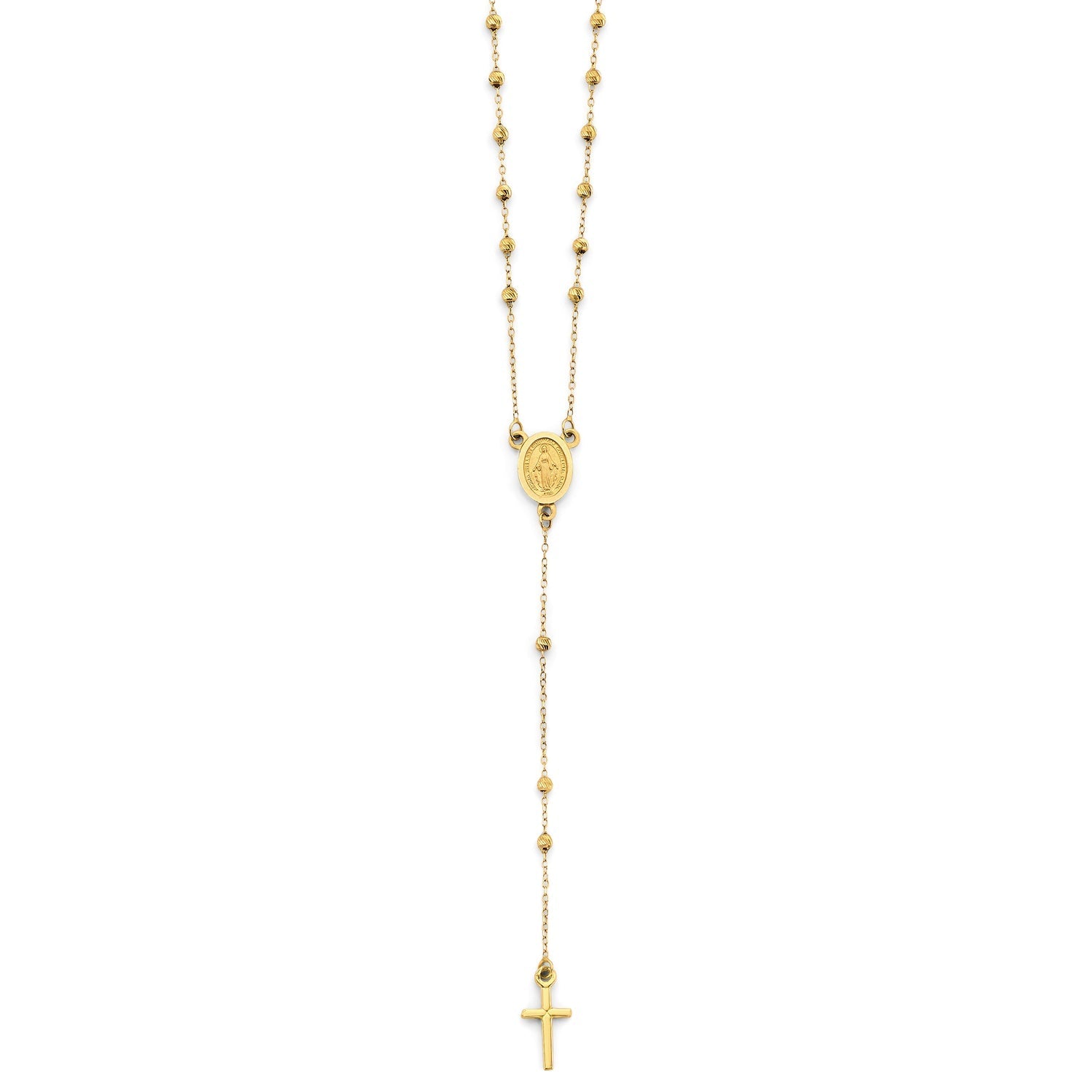 14KY 2mm DC Ball Rosary Neck w/Virgin Mary