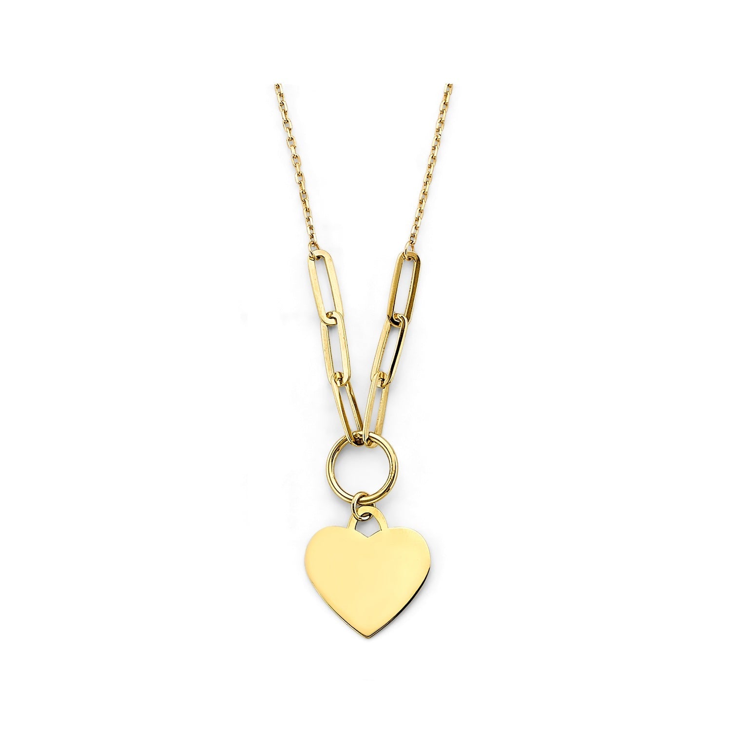 14KY Engravable Heart Pendant Necklace
