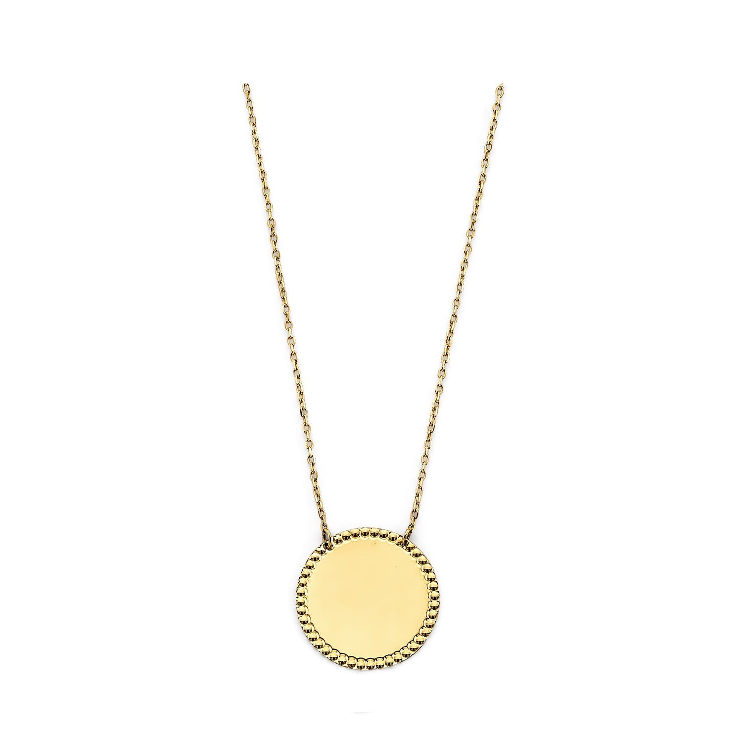 14KY DC Engravable Round Pendant Neck