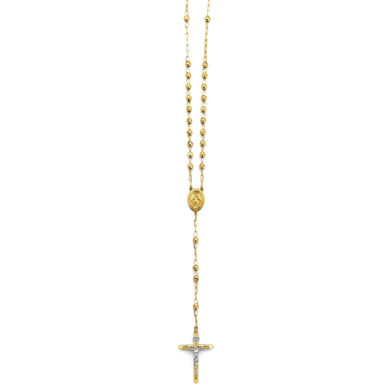 14K 2T 4mm Disco Ball Rosary Necklace