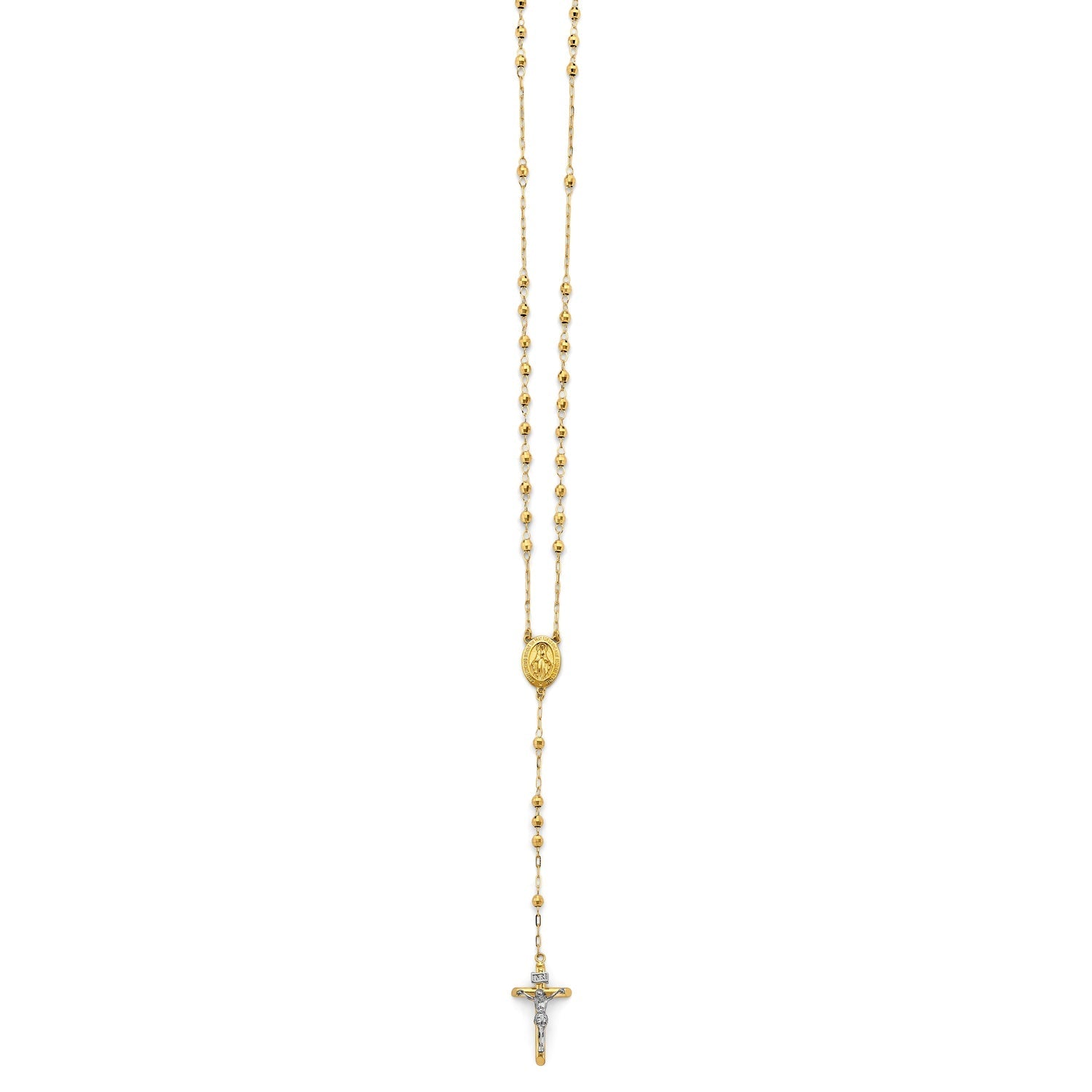 14K 2T 3mm Disco Ball Rosary Necklace