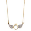14K 2T Double Angel CZ Wing Necklace