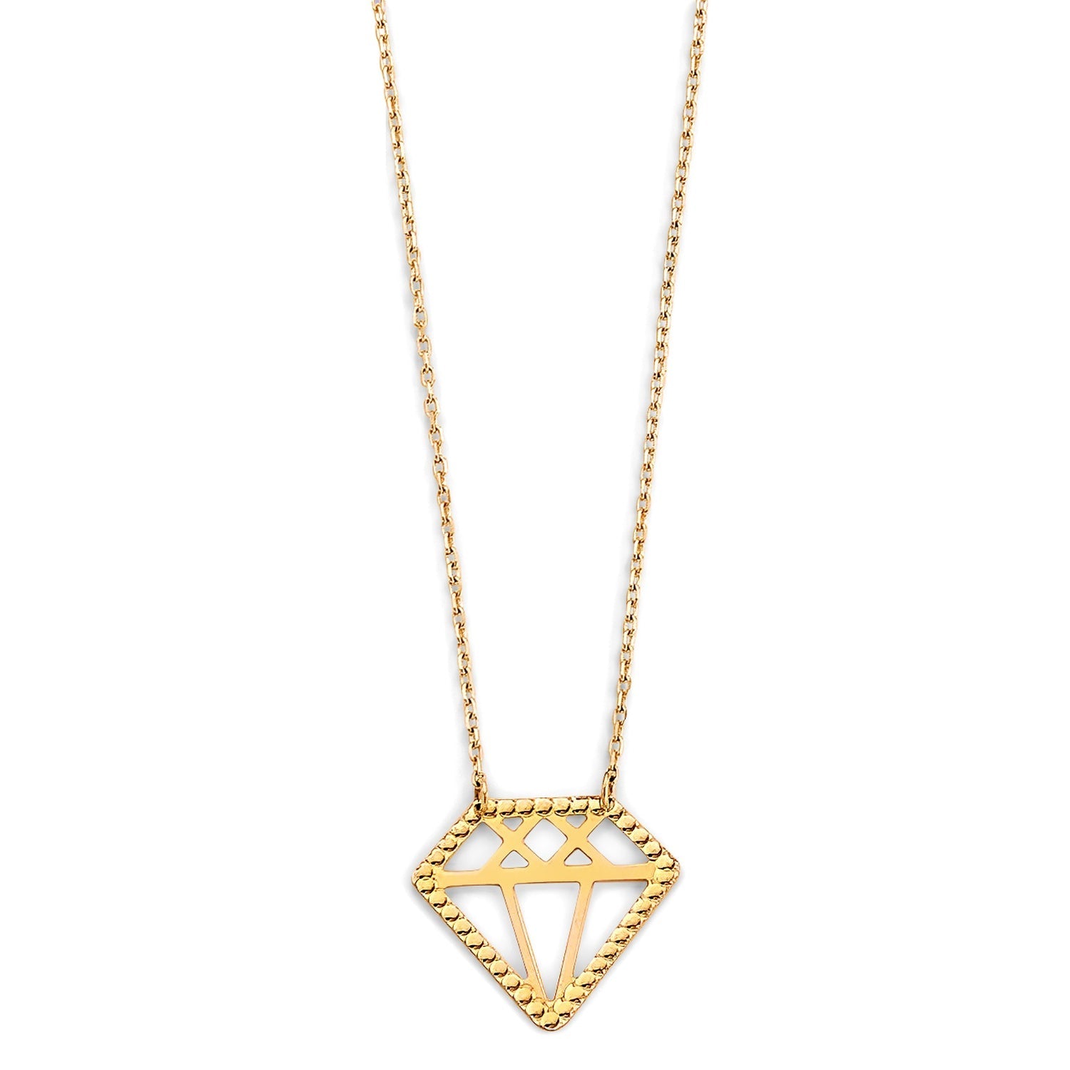 14KY Diamond Shape Pendant Necklace