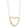 14K 2T CZ Mom Open Heart Necklace