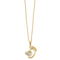 14KY CZ Heart and Baby Foot Necklace