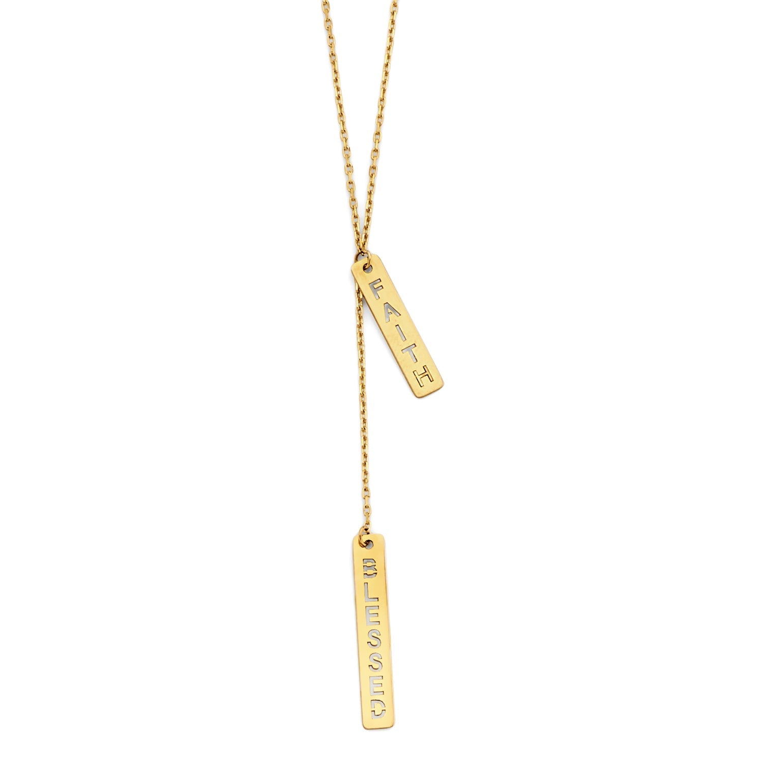 14KY Faith & Blessed Bar Necklace