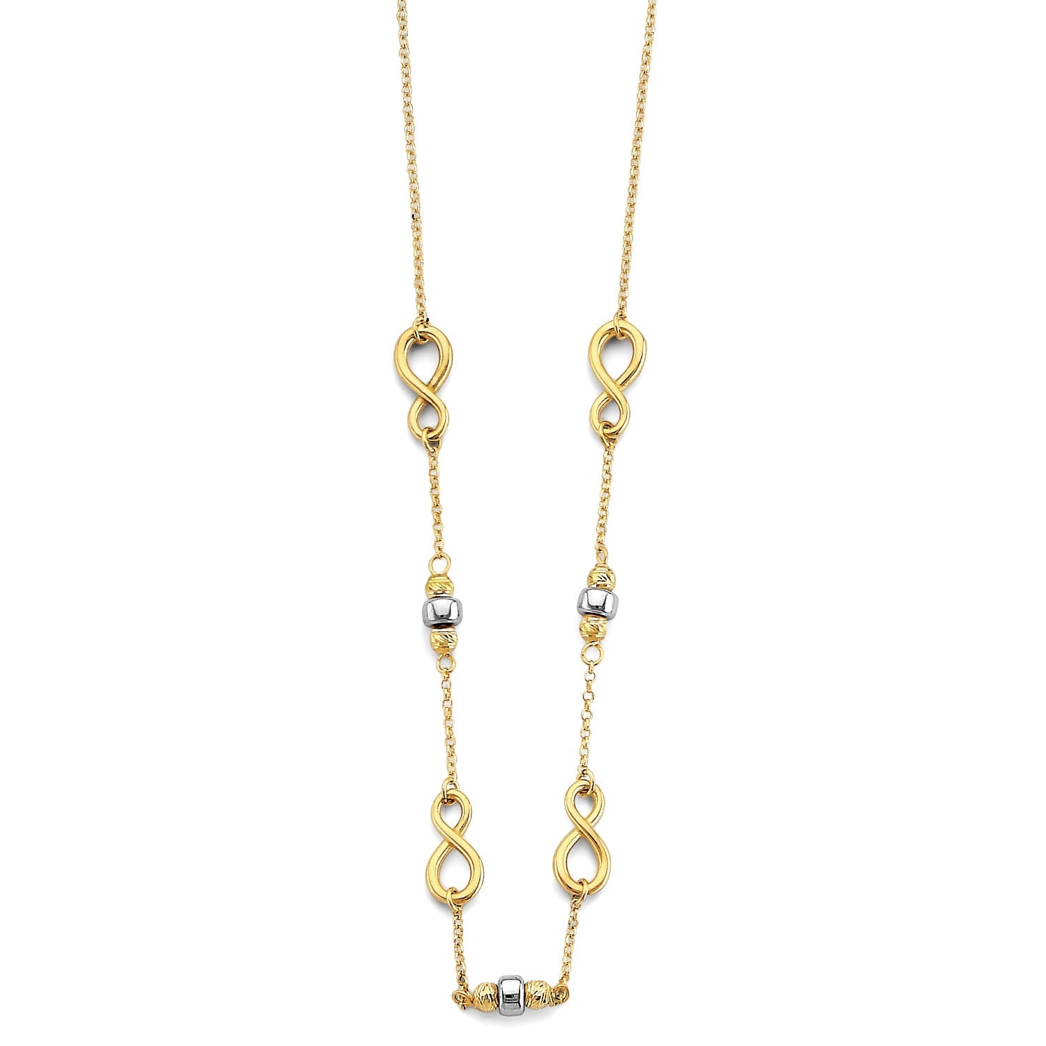 14K 2T Infinity Bead Necklace